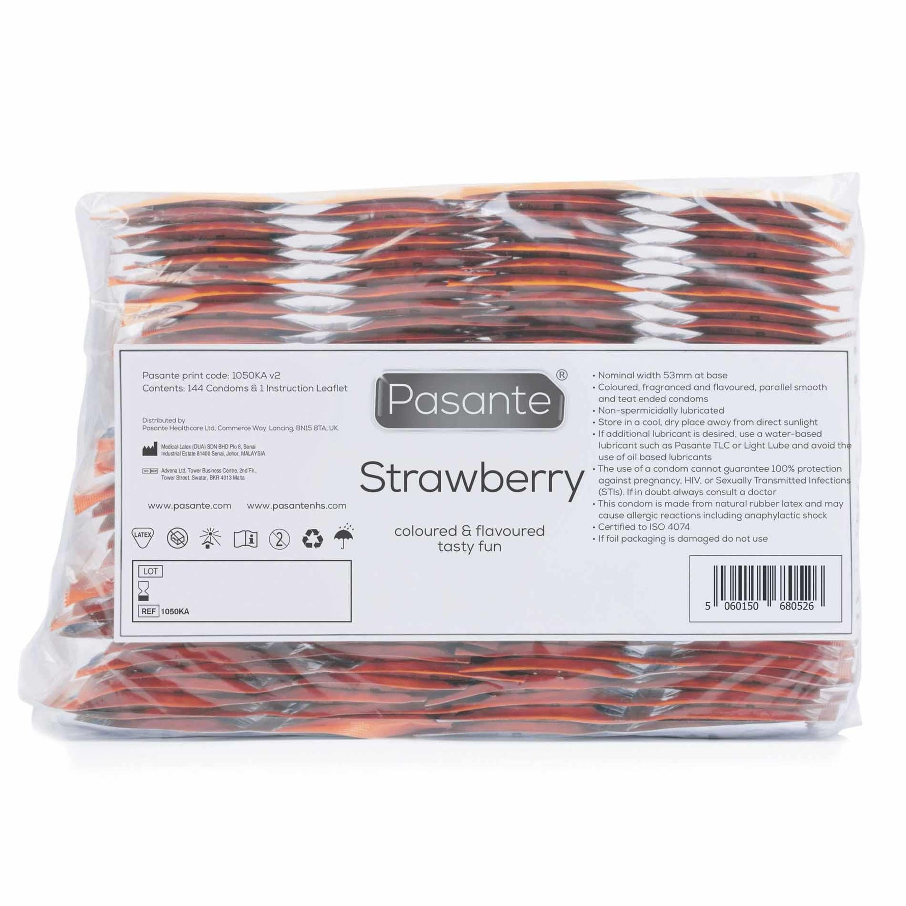 Prezervative Pasante Strawberry Crush roșii 144 buc