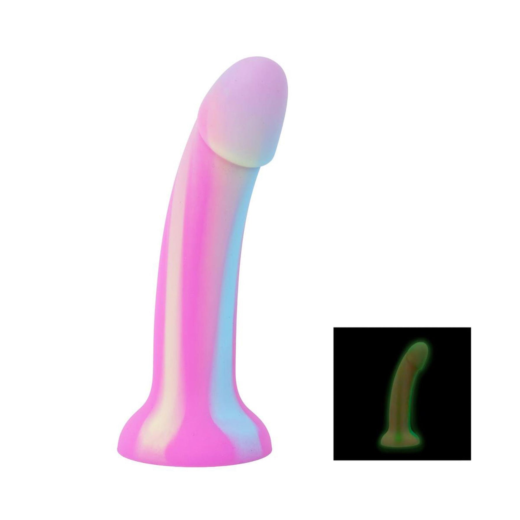 Dildo din silicon EasyToys Candy Swirl, strălucitor în întuneric, roz, 19 cm
