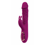 Vibrator iepuraș din silicon fantezie cu încălzire 10 moduri USB 22 cm