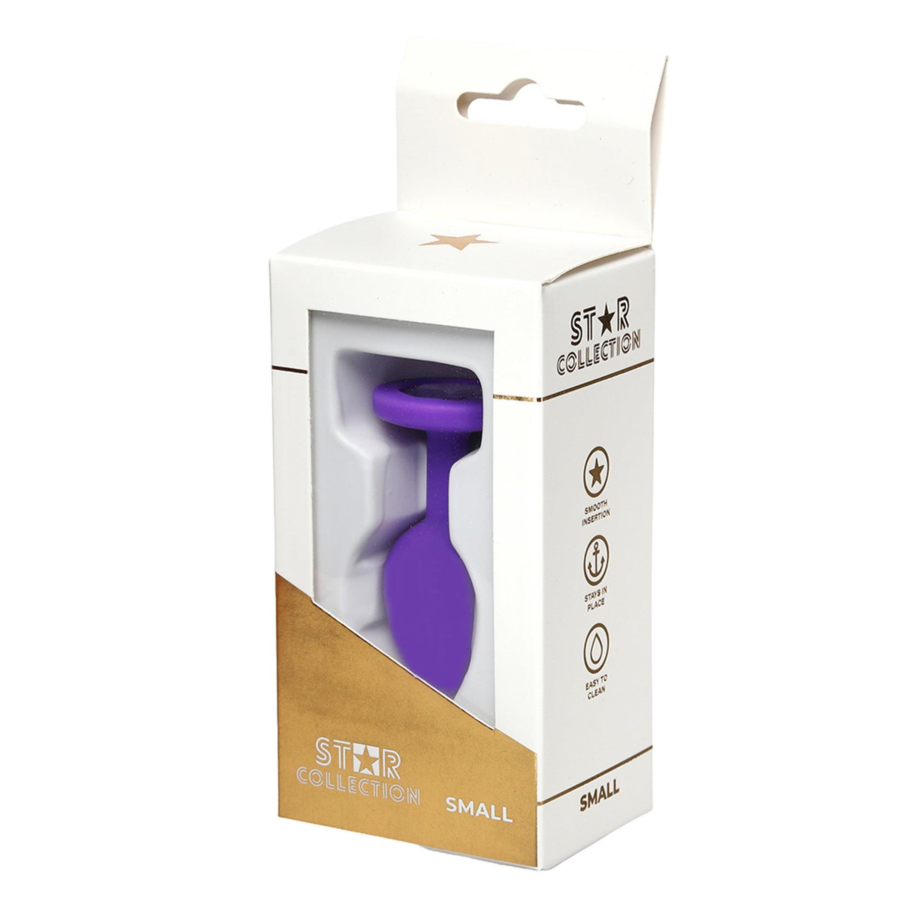 Dop anal din silicon Star Collection violet cu piatră S 7cm