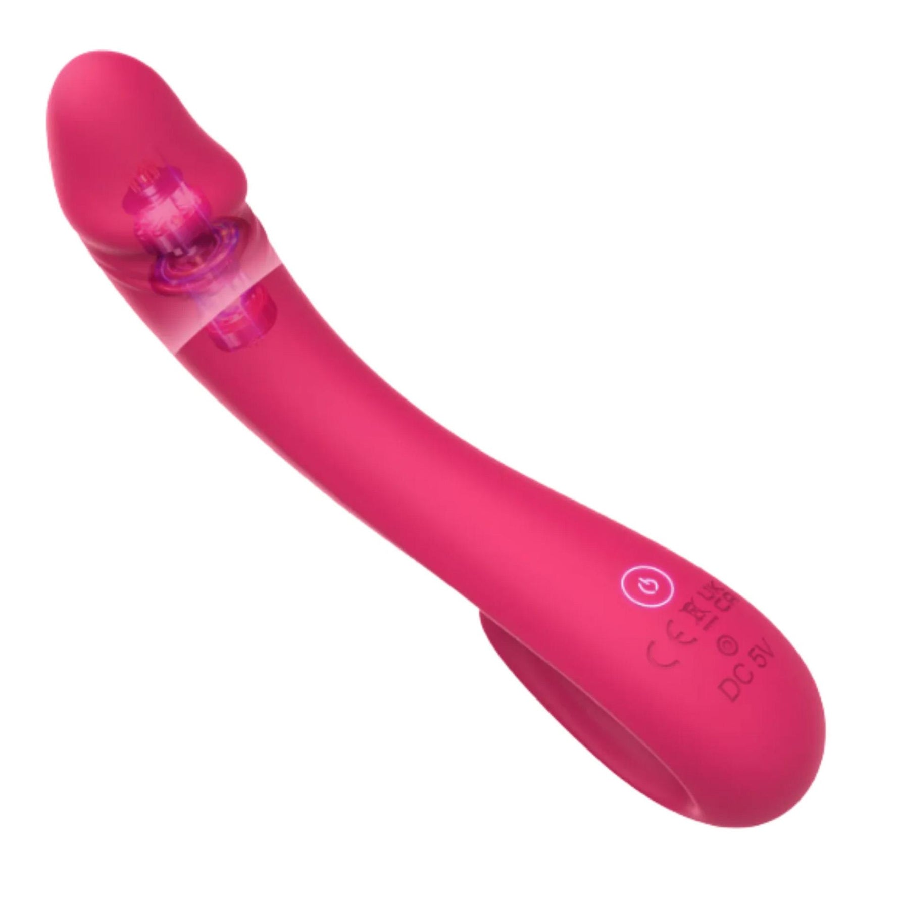 Vibrator Vibey pentru punctul G, flexibil, roz, USB, 19 cm
