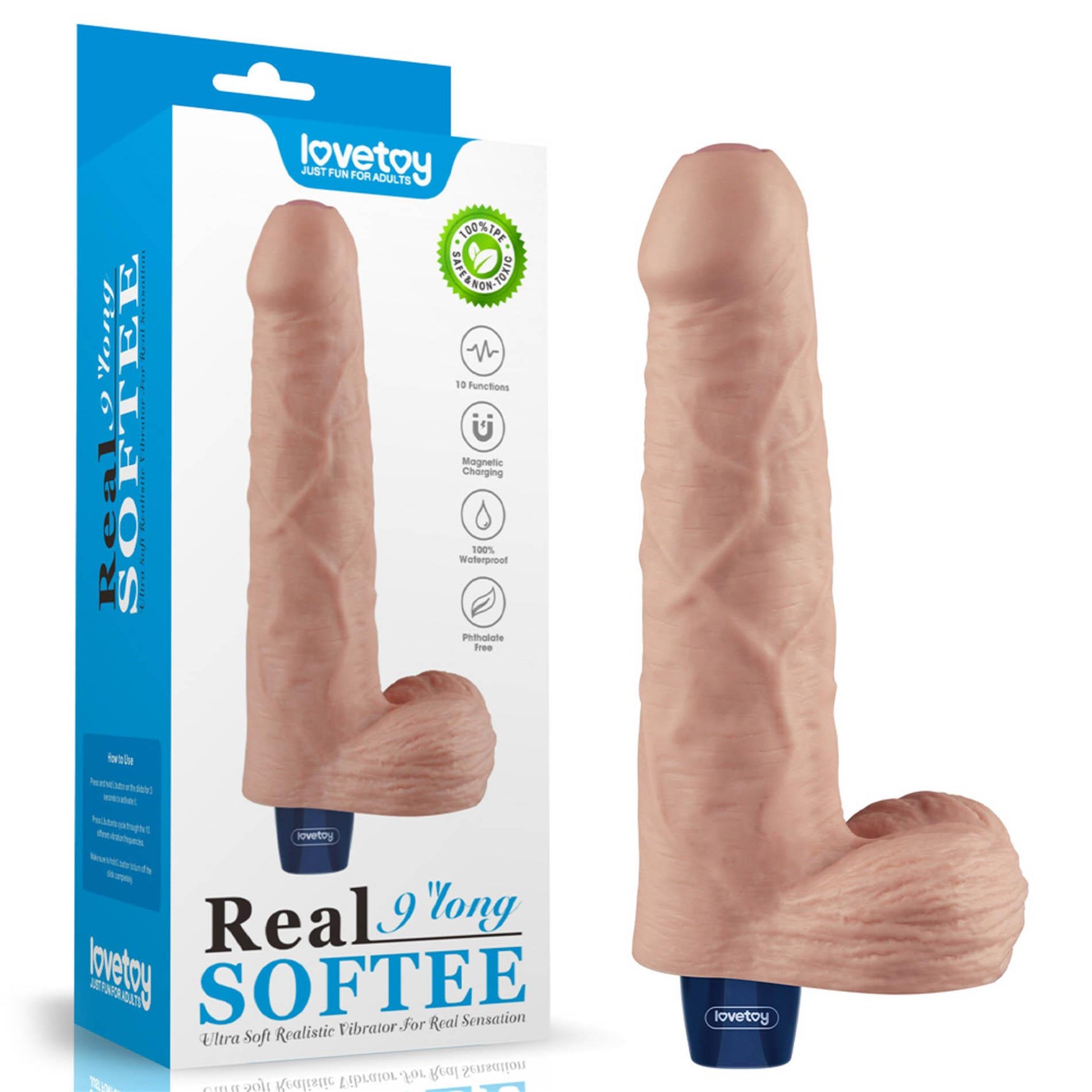 Dildo vibrant realist cu USB Lovetoy Real Softee 23 cm Flesh
