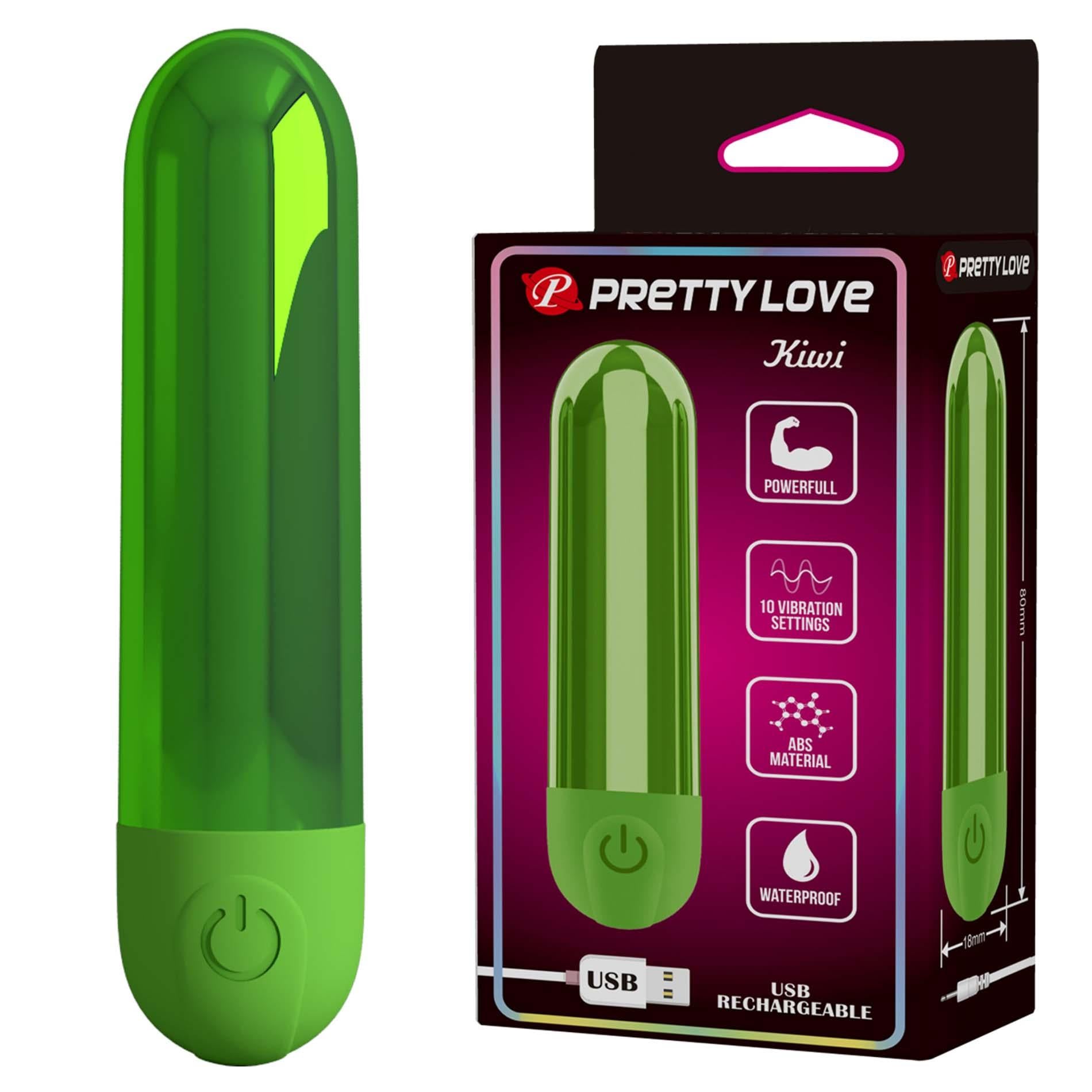 Vibrator mini Bullet reîncărcabil Pretty Love Kiwi Green