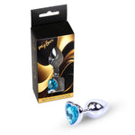 Plug anal cu inimă argintie, albastru deschis, MyLove Toys, 7 cm