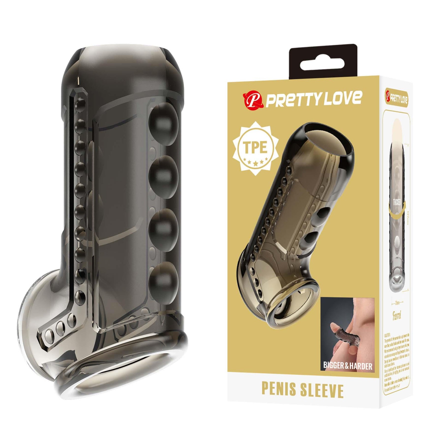 Manșon lung pentru penis Pretty Love Smoke, impermeabil