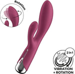 Vibrator rotativ Satisfyer Spinning Rabbit 1 cu USB, culoare roșie, tip iepuraș