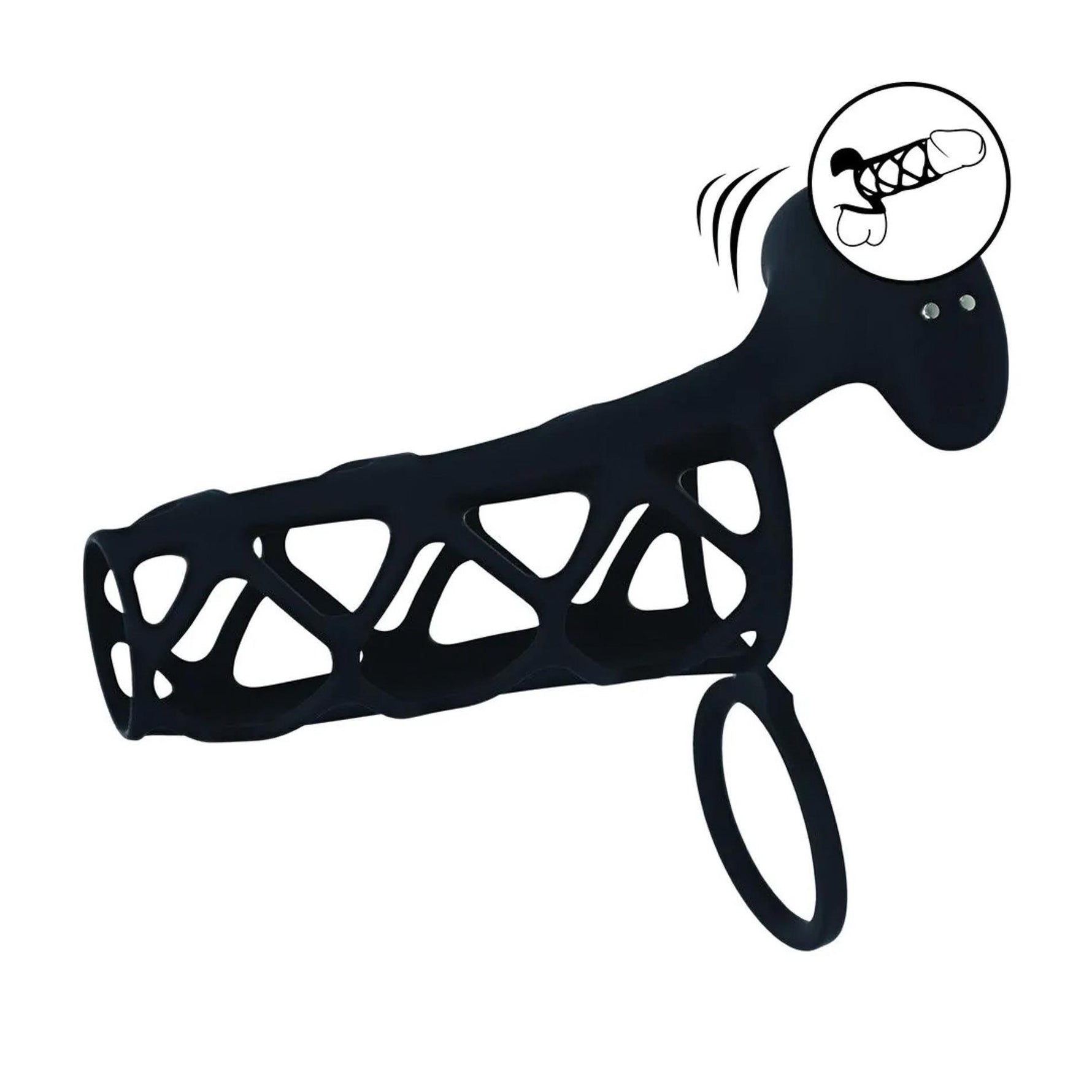 Manșon vibrant pentru penis Levelz din silicon, negru, 14,5 cm