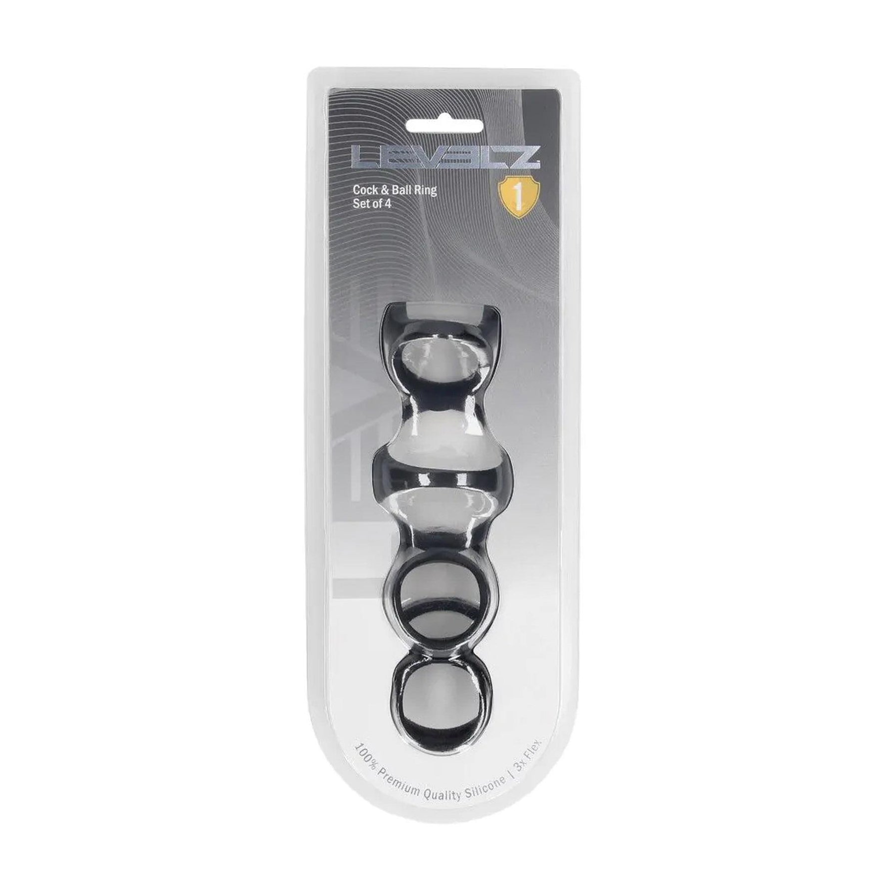 Set de 4 inele pentru penis Levelz din silicon, negre