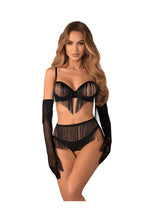 Set deschis Rossay Obsessive negru de 4 piese, mărimea S/M