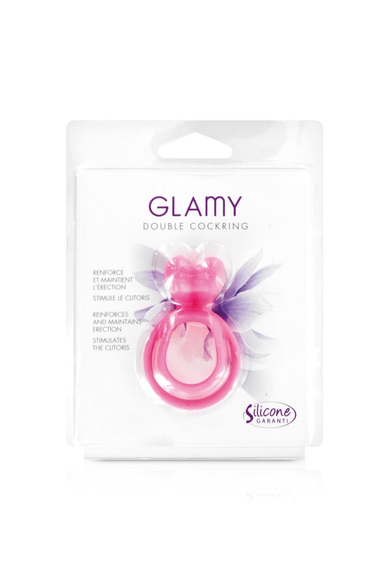 Inel dublu din silicon Glamy roz