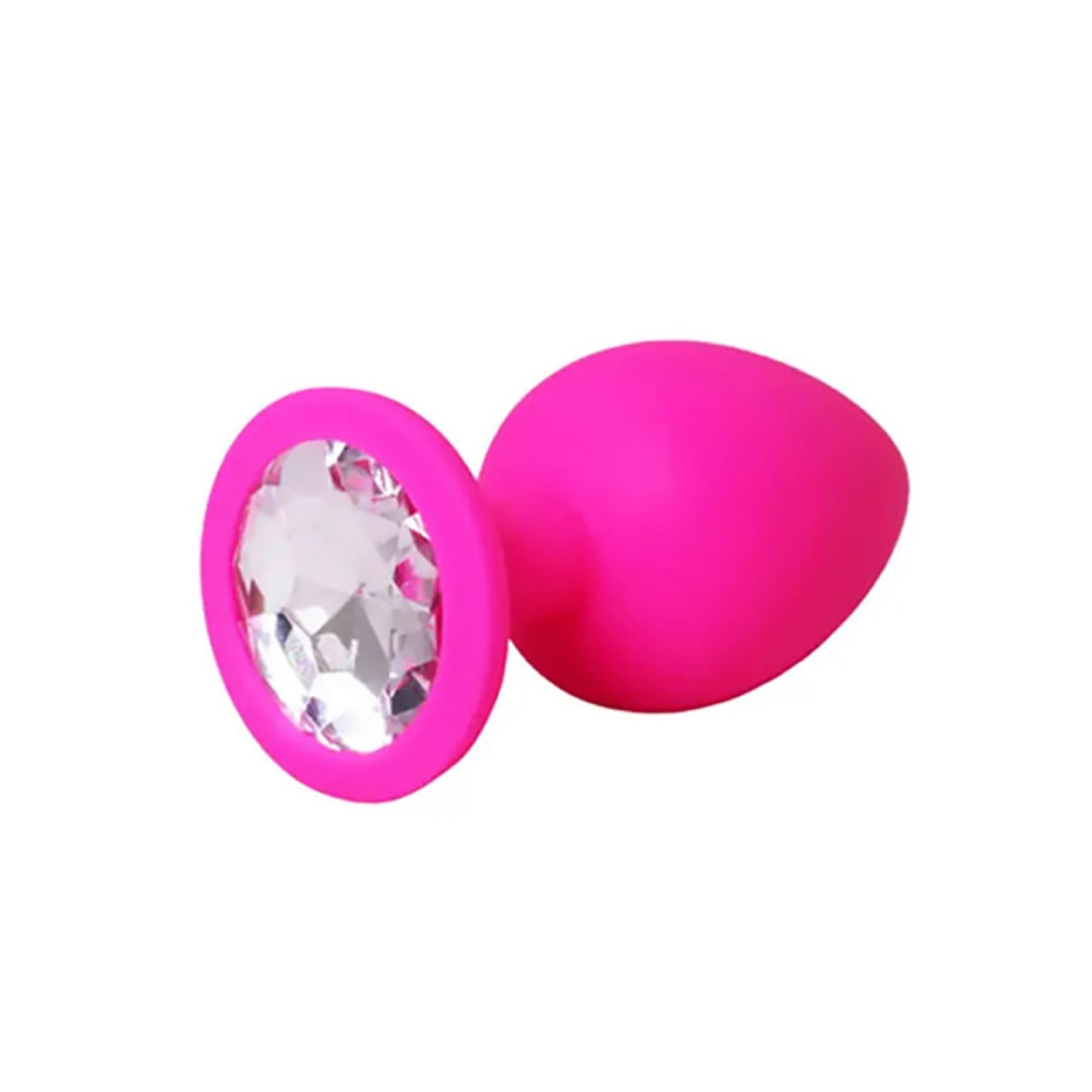 Plug anal din silicon roz cu cristale albe Fantasy Mic 7 cm