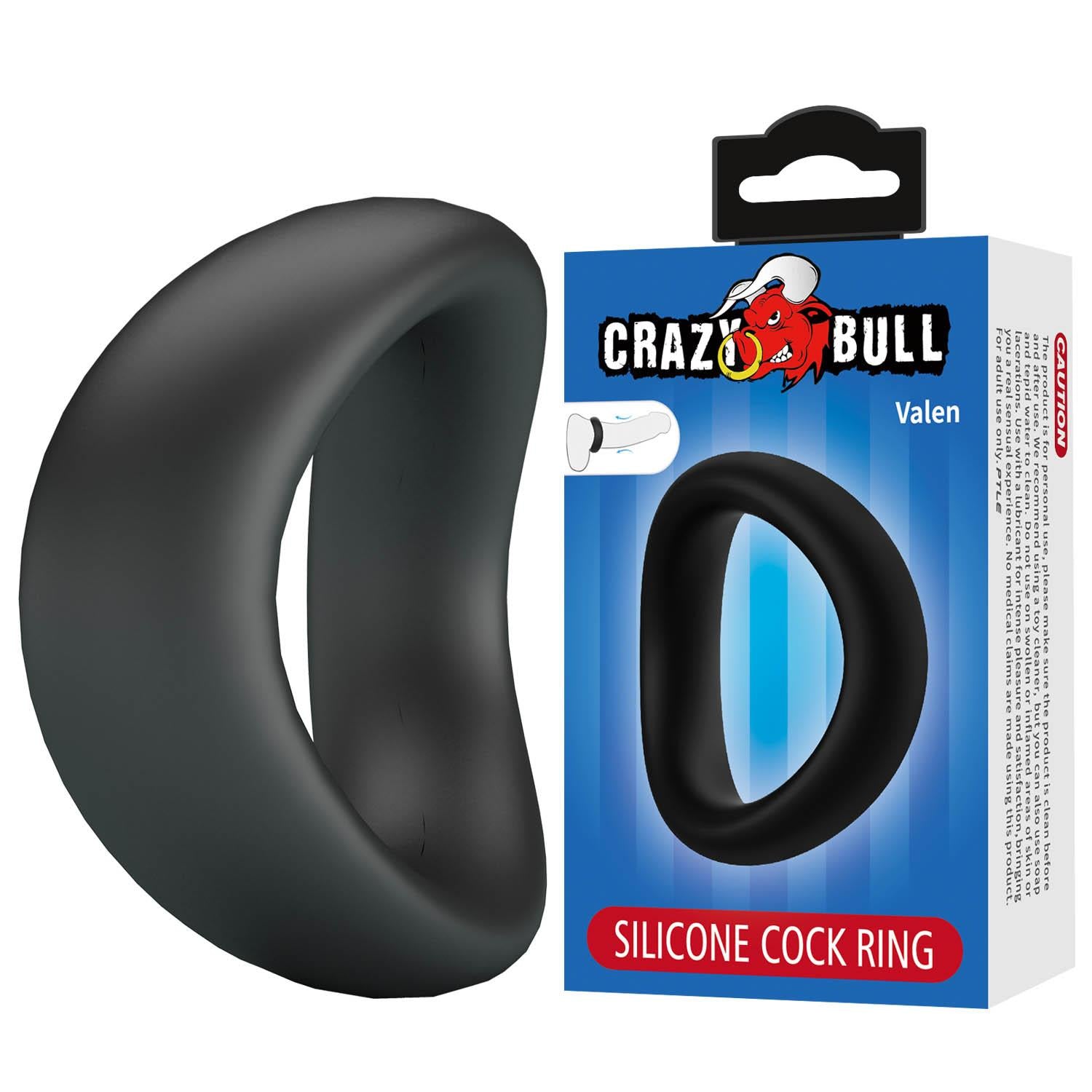Inel de penis din silicon curbat Crazy Bull Valen