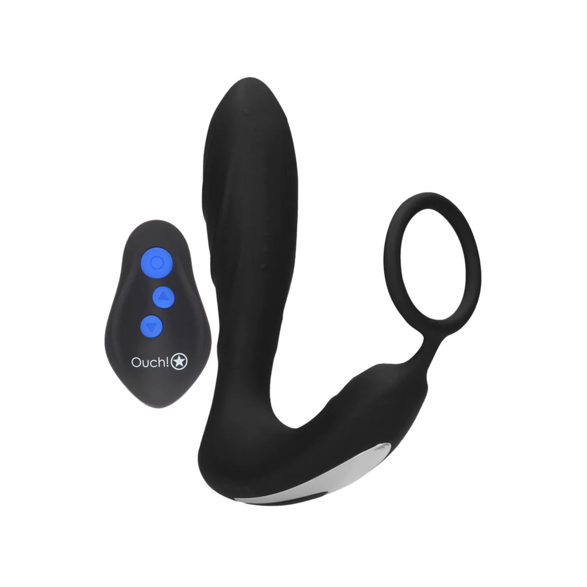 Au! Plug anal vibrant cu electrostimulare și inel, 14,5 cm