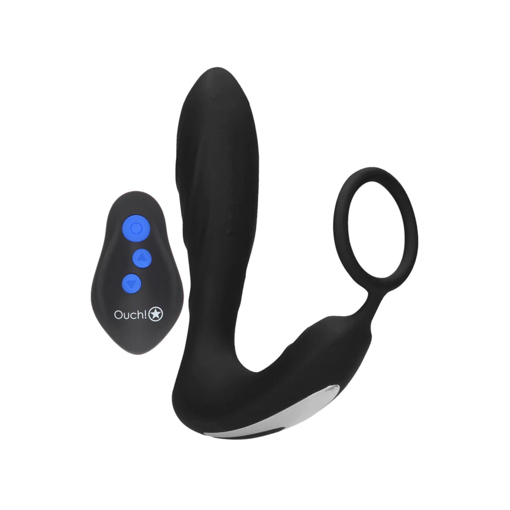 Au! Plug anal vibrant cu electrostimulare și inel, 14,5 cm