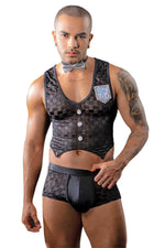 Costum de chelner Paris Hollywood din 3 piese, negru, universal