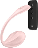 Ou vibrant Satisfyer Ribbed Petal, roz, USB, cu aplicație