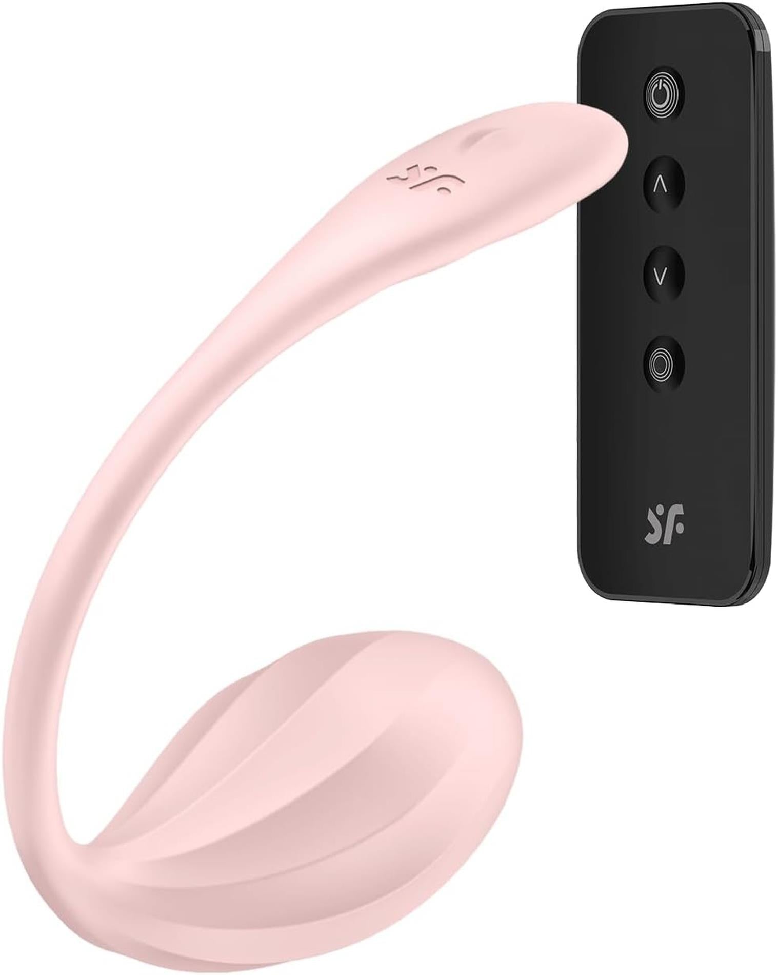 Ou vibrant Satisfyer Ribbed Petal, roz, USB, cu aplicație