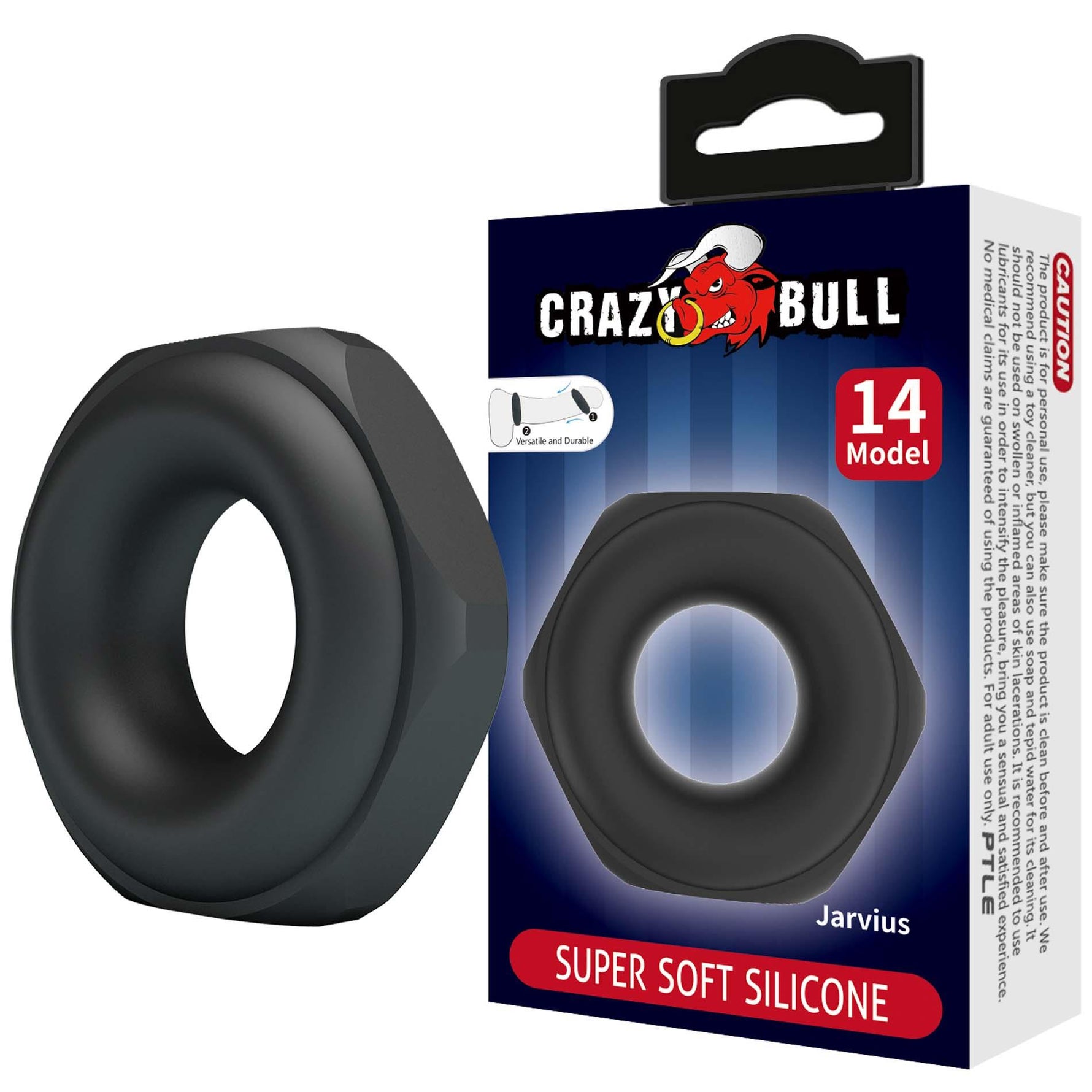 Inel pentru penis Crazy Bull Jarvius din silicon negru super moale