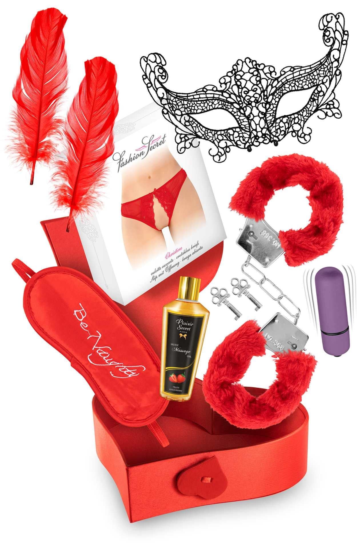 Set Concorde cu cutie de plăcere pentru Ziua Îndrăgostiților cu BDSM și vibrator