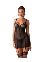 Cămașă de noapte transparentă neagră Nuites Obsessive 2XL/3XL