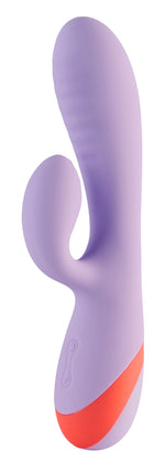 Vibrator USB Dream Toys Duo din silicon cu două tone, în formă de iepuraș, 19 cm