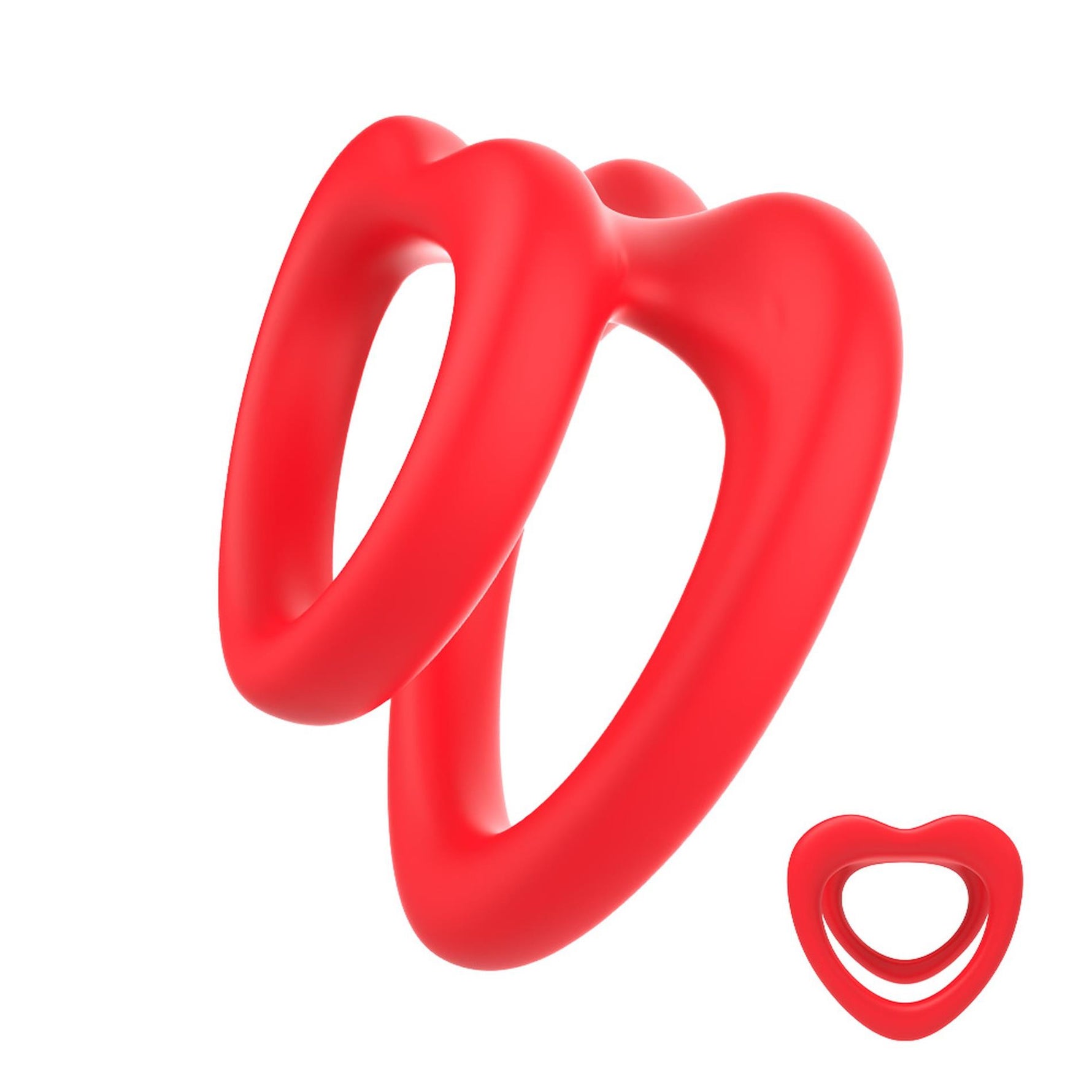 Inel dublu pentru penis Sweetheart II, silicon roșu