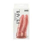 Dildo dublu roz perlat cu ventuză 17 cm