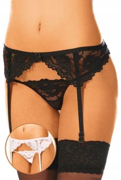 Portjartier din dantelă cu tanga sexy SoftLine 3309 negru S/M