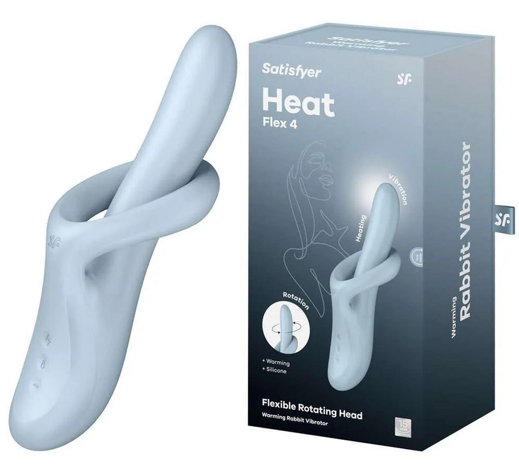 Vibrator încălzitor Satisfyer Heat Flex 4 din silicon albastru