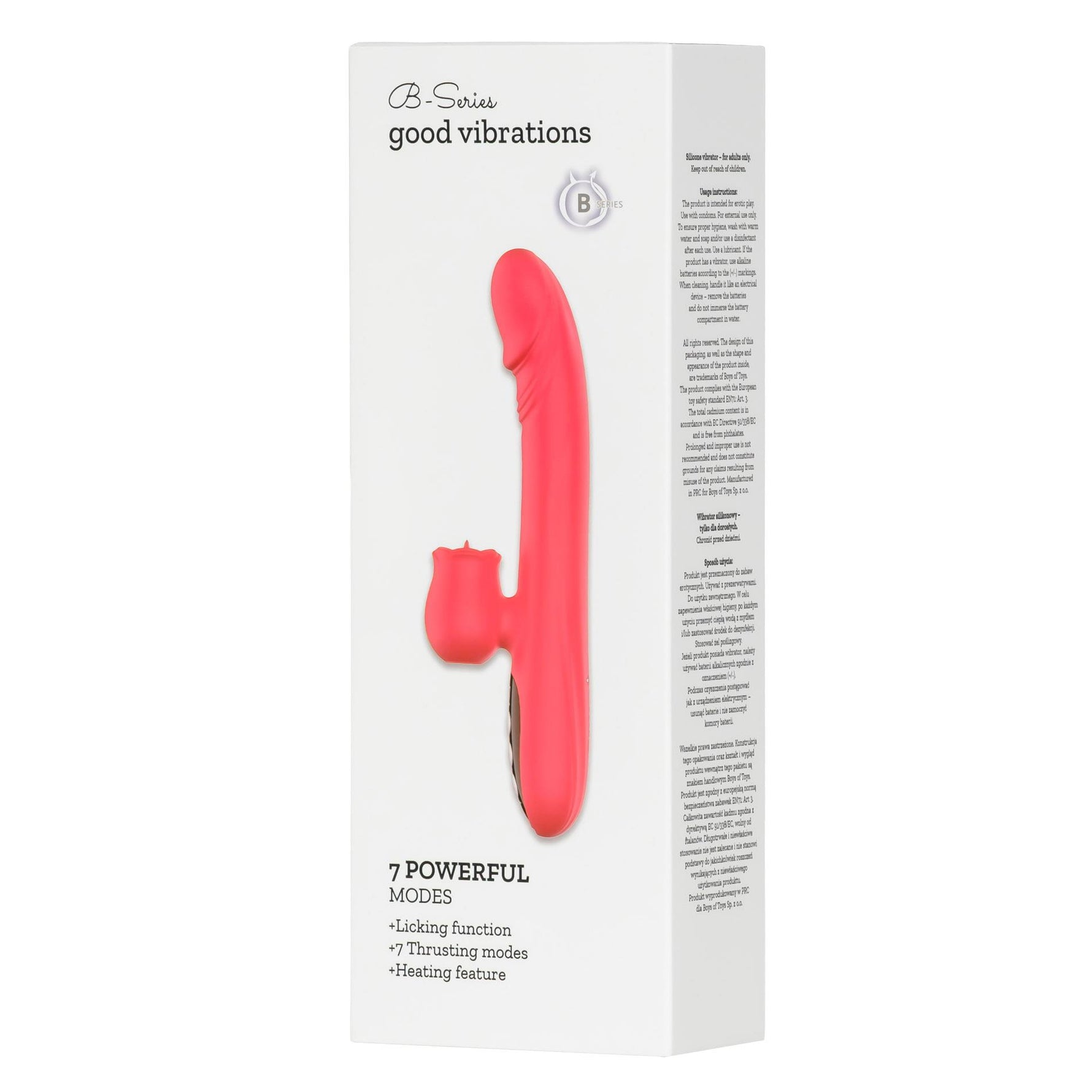 Vibrator de tip linge din silicon încălzit Fox seria B, roșu, 24 cm