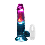 Vibrator realist cu LED RealRock, transparent, 19,5 cm
