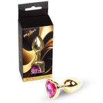 Dop anal din oțel Gold Heart MyLove Toys, roz, 7 cm