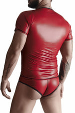 Tricou bărbătesc Regnes Fetish Planet wetlook cu guler în V, roșu, mărimea S