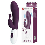 Vibrator Pretty Love din silicon cu model iepuraș, 30 de funcții, 19-8 cm