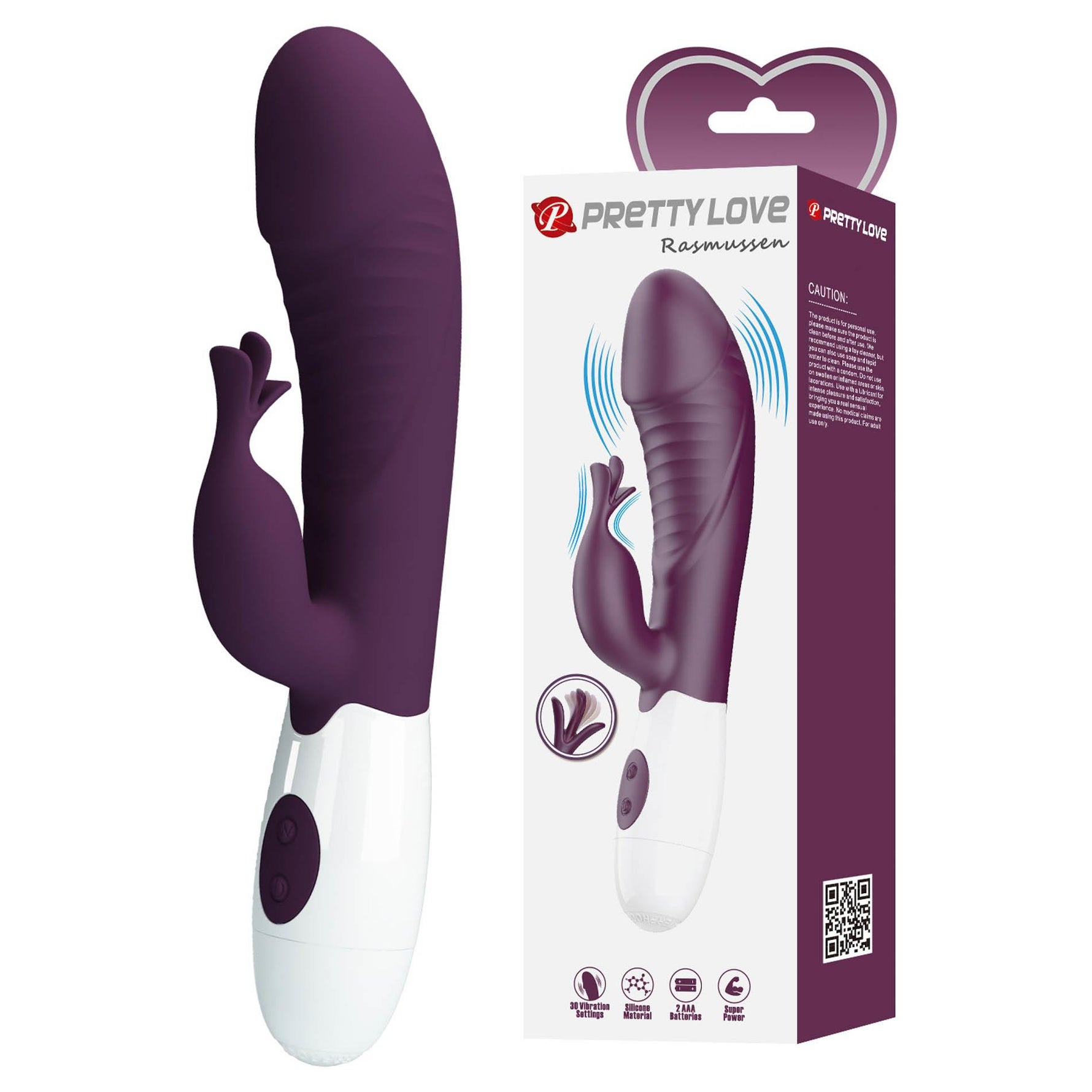 Vibrator Pretty Love din silicon cu model iepuraș, 30 de funcții, 19-8 cm