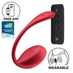 Ou vibrant Satisfyer Shiny Petal, roșu, cu aplicație
