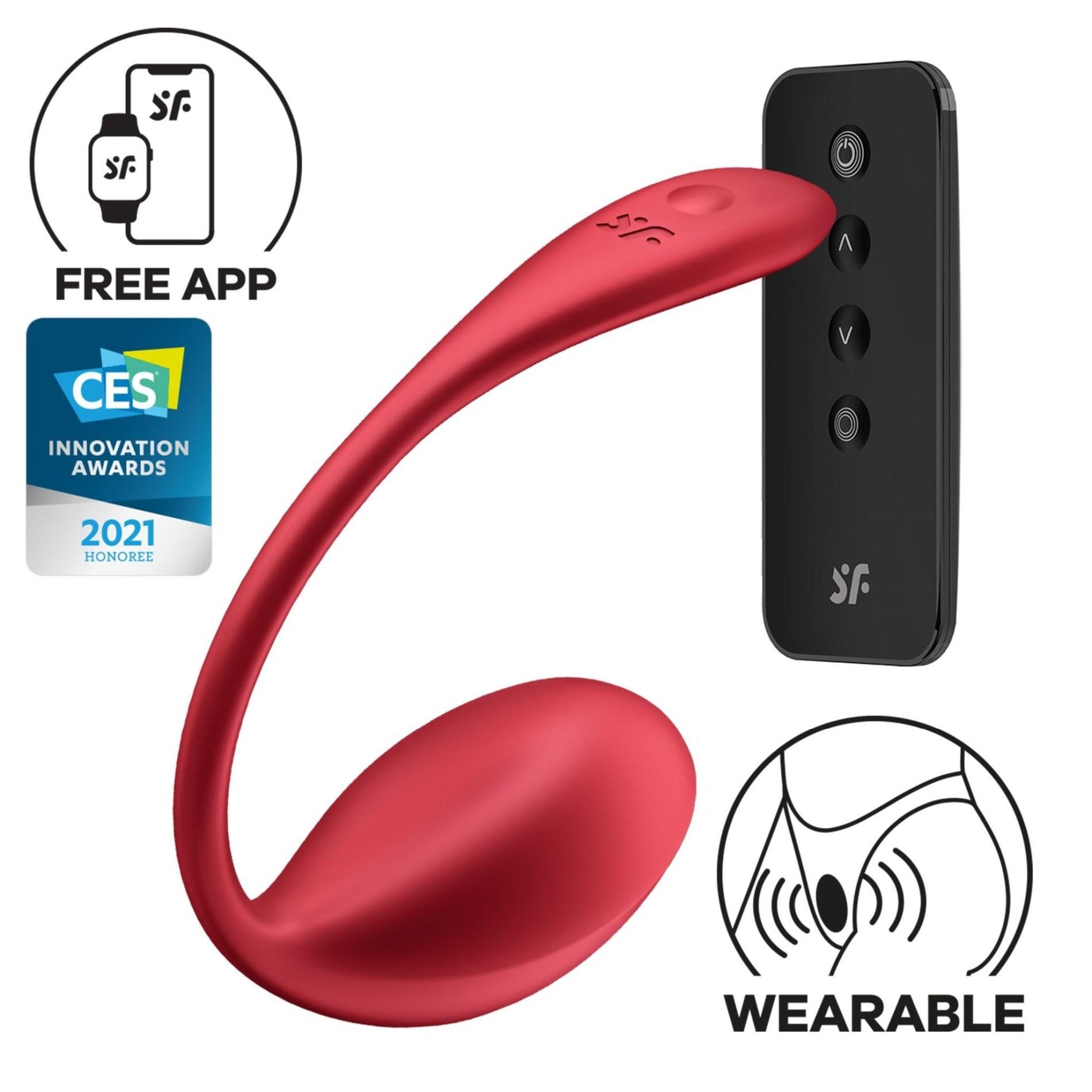Ou vibrant Satisfyer Shiny Petal, roșu, cu aplicație