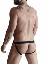 Jockstrap bărbătesc Regnes Fetish Planet cu inel metalic negru S/M
