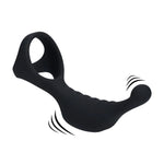 Stimulator vibrant de prostată cu inel penis triplu - negru
