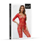 Body SoftLine 2037, mărime universală, model geometric, din plasă roșie