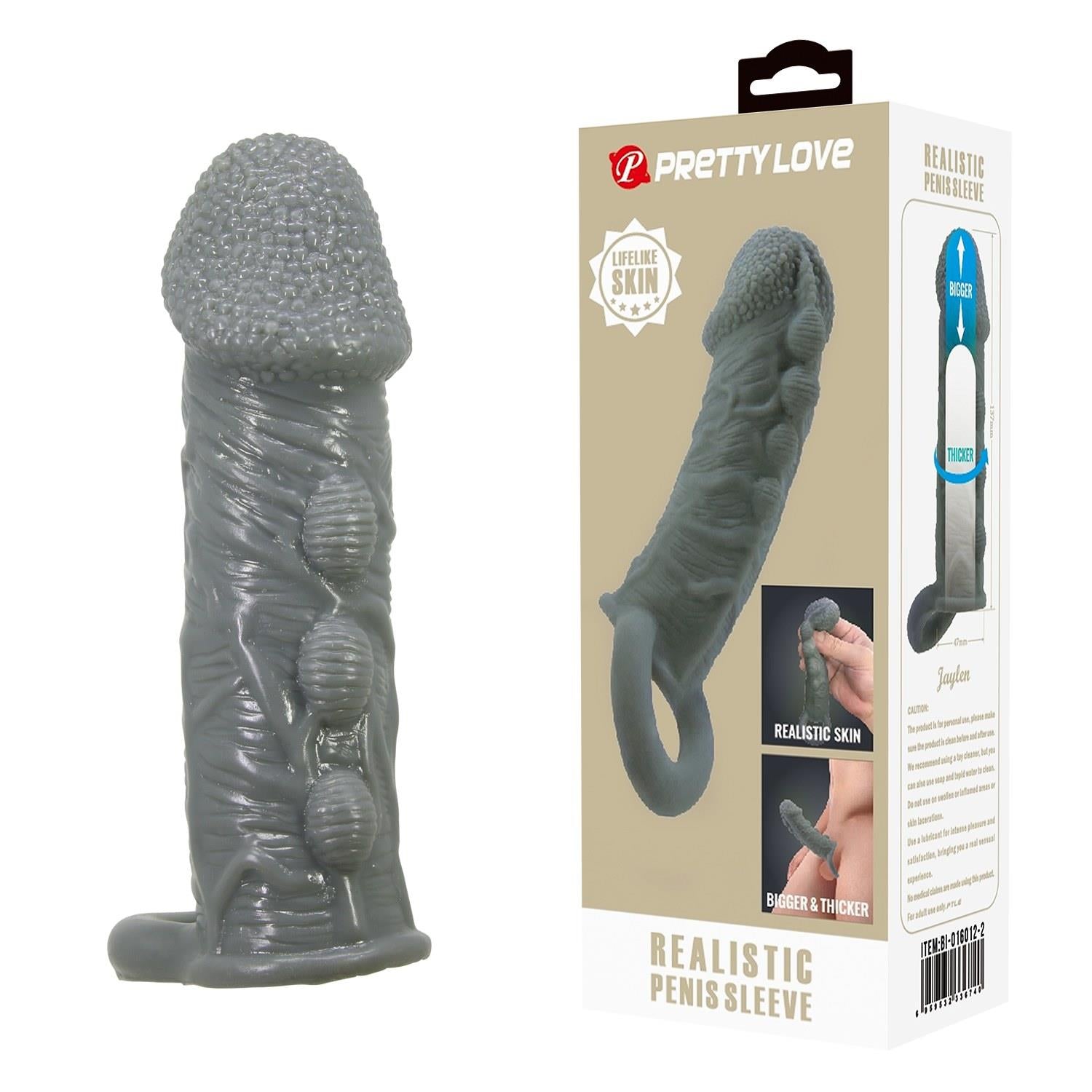 Pretty Love Jaylen Extensor elastic pentru penis cu caneluri