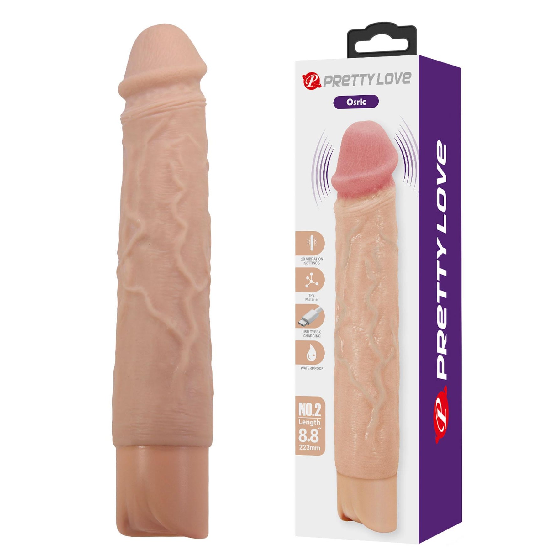 Vibrator realist Pretty Love Osric culoarea pielii USB 22 cm