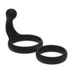 Inel dublu pentru penis Levelz din silicon cu perlă anală, negru