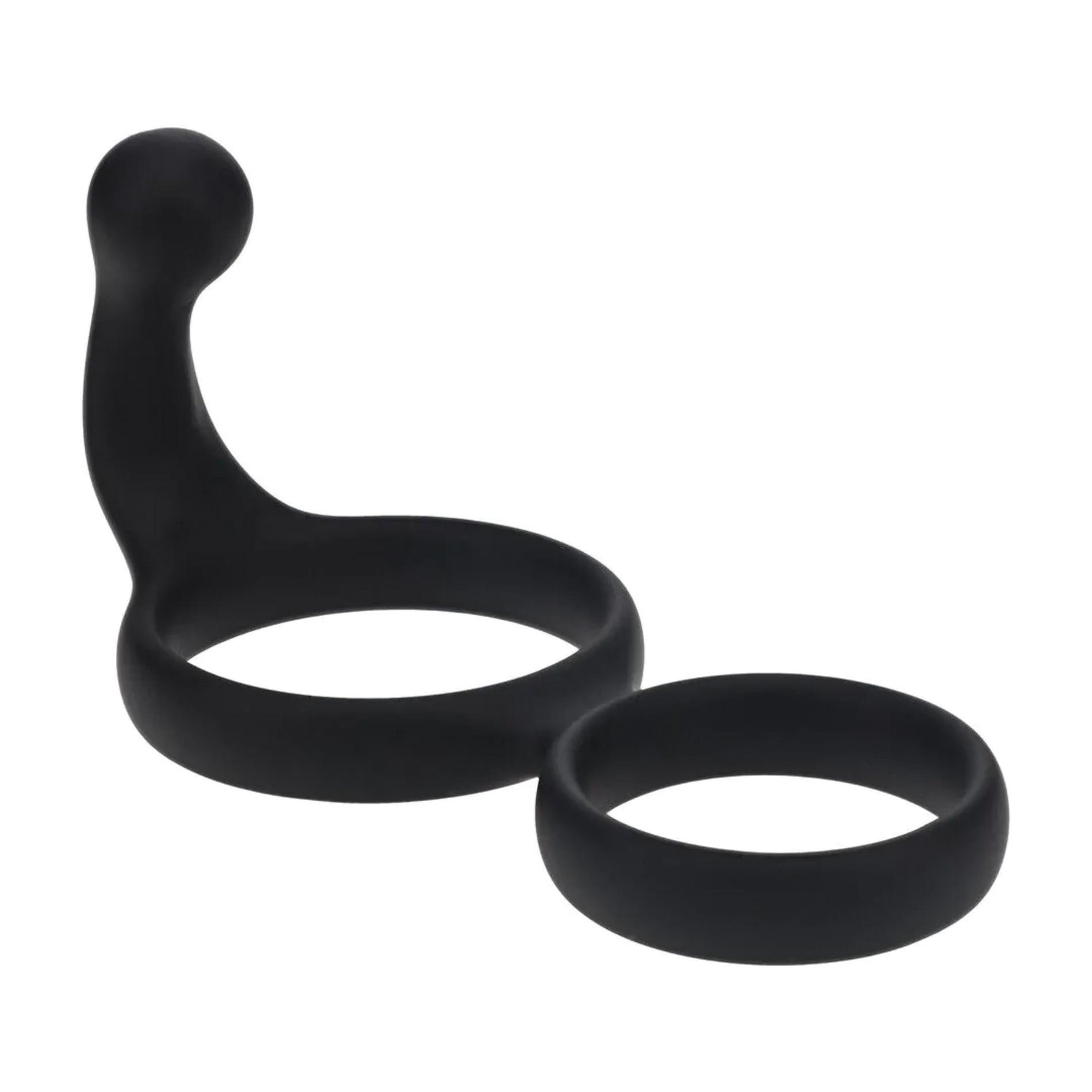 Inel dublu pentru penis Levelz din silicon cu perlă anală, negru