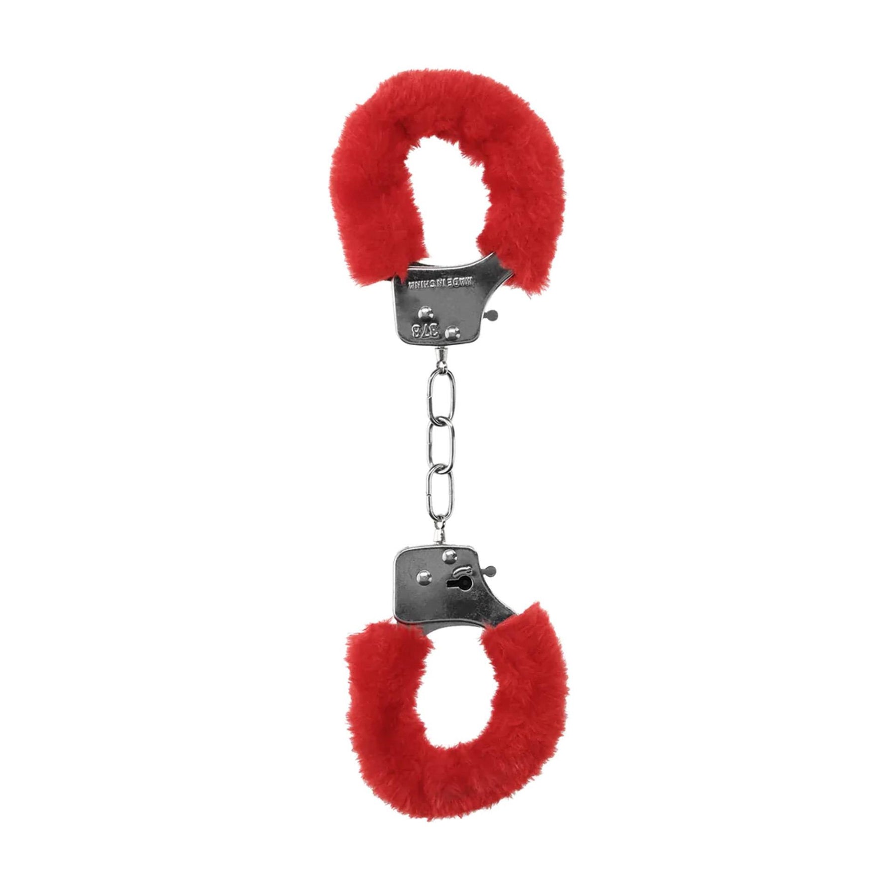 Cătușe din blană Ouch Pleasure roșii 29cm