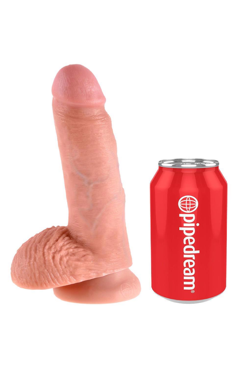 Dildo King Cock 18 cm cu testicule, transparent Pipedream
