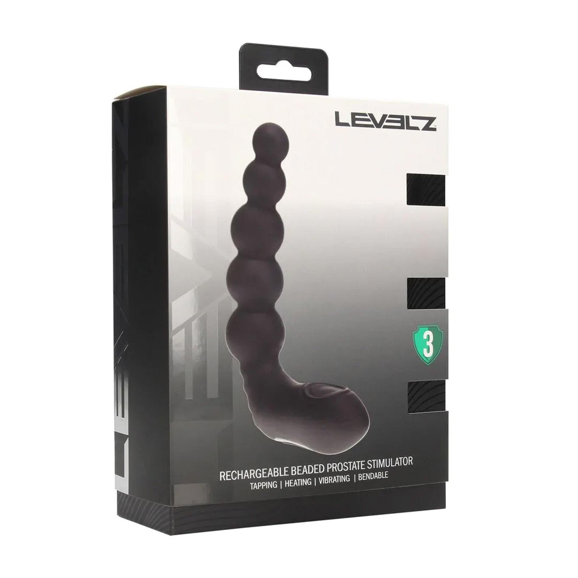 Stimulator de prostată vibrant, încălzit, flexibil, din silicon negru