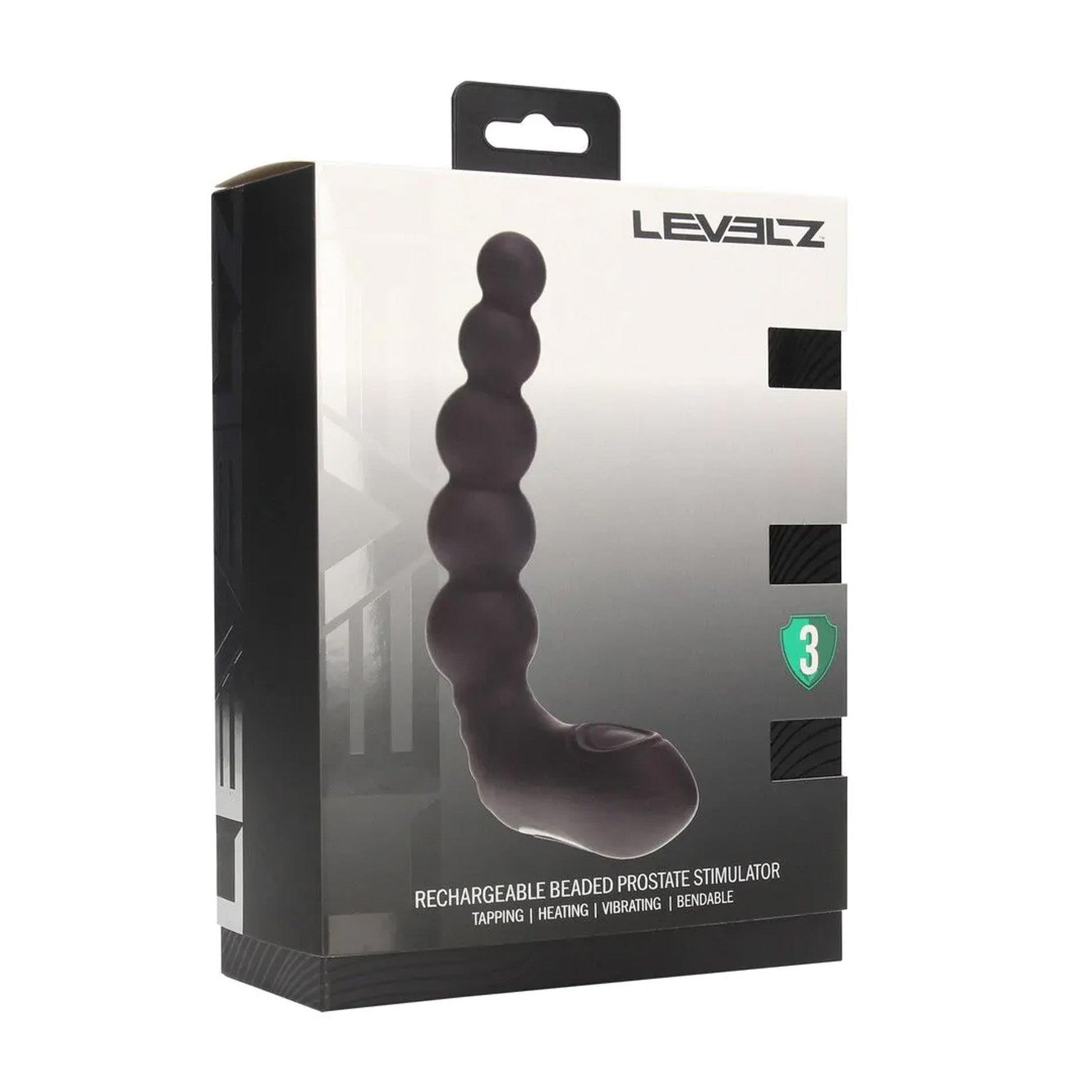 Stimulator de prostată vibrant, încălzit, flexibil, din silicon negru