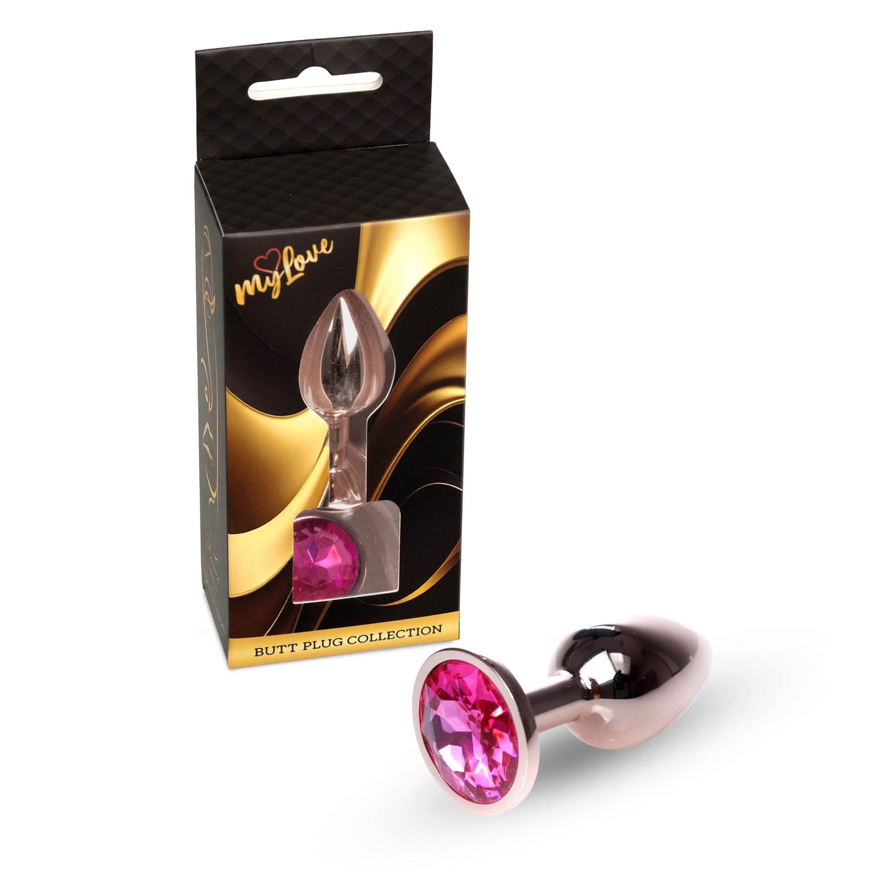 Dop anal din oțel cu diamant MyLove Toys, roz, 7 cm
