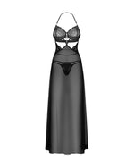 Iliosa Obsessive cămașă și tanga din dantelă negru 2XL/3XL